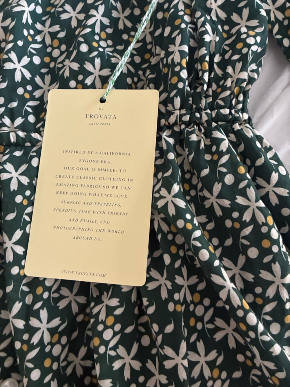 Trovata Dark Green Floral Wrap-Front Long Sleeve Midi Dress - Picture 5 of 5